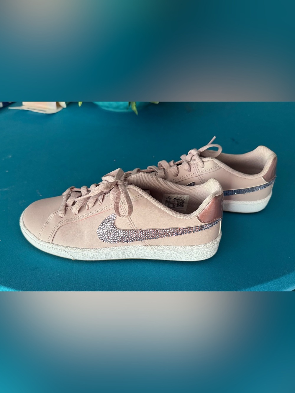 Nike Court Royale 2 Low Sneakers Blush Pink Rose Customize Rhinestone  Swoosh